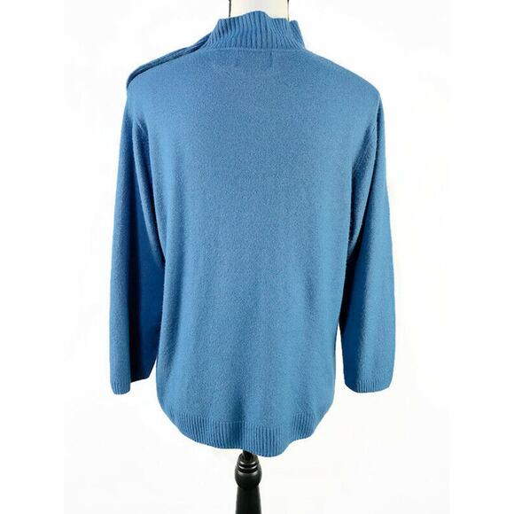 Parisian Works Pullover Top Women's Large Blue 3/4 Sleeves Crew Neck - Picture 2 of 9